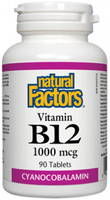 Natural Factors Vitamin B12 Cyanocobalamin (1000 mcg,  90 Tablets)