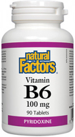 Natural Factors Vitamin B6 Pyridoxine (100 mg,  90 Tablets)
