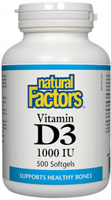 Natural Factors Vitamin D3 (1000 IU,  500 Softgels)