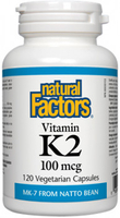 Natural Factors Vitamin K2 (100 mcg,  120 Vegetarian Capsules)