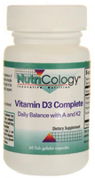 Nutricology Allergy Research Vitamin D3 Complete with A and K2 (60 Capsules)