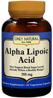 Only Natural Alpha Lipoic Acid Antioxidant (300 mg,  45 Veggie Capsules)