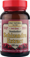 Only Natural Schizandra Extract (500 mg,  60 Vegetarian Capsules)