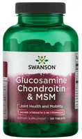 Swanson Glucosamine Chondroitin & MSM (3-in-1 Formula,  500/400/200 mg,  120 Tablets)