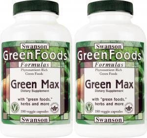 Swanson GreenFoods Green Max ((2 Bottles),  360 Capsules)