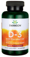 Swanson High-Potency Vitamin D3 with Coconut Oil (2000 IU,  60 Softgels)