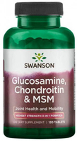Swanson Highest Strength Glucosamine,  Chondroitin & MSM (3-in-1 Formula,  120 Tablets)