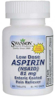 Swanson Low Dose Aspirin NSAID (81 mg,  360 Enteric-Coated Tablets)
