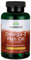 Swanson Omega-3 Fish Oil with Vitamin D (Lemon Flavored,  1000 mg,  60 Softgels)