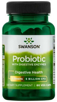 Swanson Probiotic+ Enzymes for Digestion (5 Billion CFU,  60 Vegetarian Capsules)