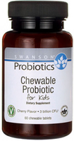 Swanson Probiotics Chewable Probiotic for Kids (60 Cherry Flavour Chewable Tablets)