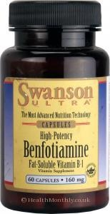 Swanson Ultra High Potency Benfotiamine (160mg,  60 Capsules (Fat-Soluble Vitamin B-1))