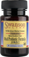 Swanson Ultra Oral Probiotic Formula Strawberry Flavour (30 Chewable Tablets)