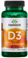 Swanson Vitamin D3,  High Potency (1000 IU,  250 Capsules)
