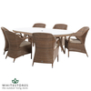 4 Seasons Outdoor - Sussex Armchair 6 Seat Dining Set - 230cm x 130cm Oval Table - Polyloom Taupe