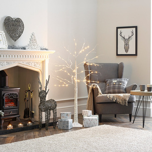 5ft White LED Christmas Birch Tree