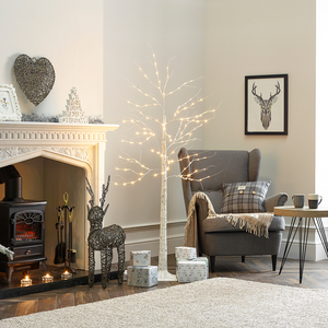 6ft White LED Christmas Birch Tree