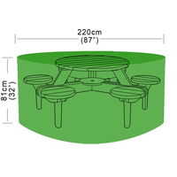 Alexander Rose Breathable PVC Polyester - Belfy Picnic Table Cover - 220cm (87") x 81cm (32") (Dia x H)