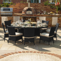 Ashdown Rattan 10 Seat Dining Set - 1.8m Round Table - Black