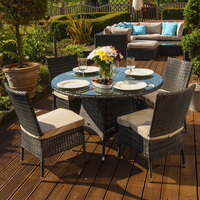 Ashdown Rattan 4 Seat Dining Set - 1.2m Round Table - Brown