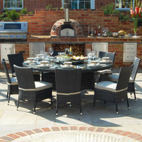 Ashdown Rattan 8 Seat Dining Set - 1.6m Round Table - Brown