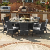 Ashdown Rattan 8 Seat Dining Set - 1.8m Round Table - Grey