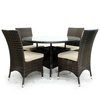 Belle Rattan - Ashdown 4 Seat Rattan Dining Set - 1.1m Round Table - Brown