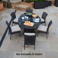 Belle Rattan - Ashdown 8 Seat Rattan Dining Set - 2.3m x 1.3m Oval Table - Brown