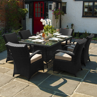 Belle Rattan - Beaumont 6 Seat Rattan Dining Set (1.5m x 1m Rectangular Table) - Black