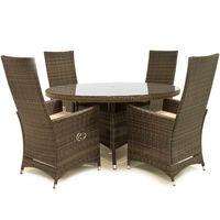 Belle Rattan - Ruxley Reclining 4 Seat Rattan Dining Set - (1.1m Round Table) - Brown