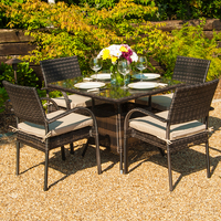 Belle Rattan - Seaford 4 Seat Rattan Dining Set - 90cm Square Table - Brown
