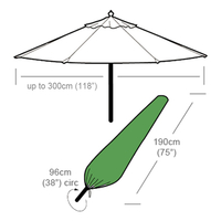 Bosmere Breathable PVC Polyester - 3m Round Parasol Cover - 190cm (75") x 96cm (38") (L x Circ.)