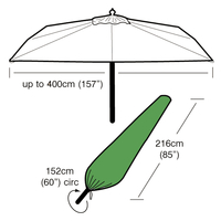 Bosmere Breathable PVC Polyester - 4m Round Parasol Cover - 216cm (85") x 152cm (60") (L x Circ.)