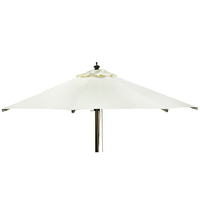 Hardwood Stock - 3m Round - Stainless Steel Garden Parasol - Pulley - Plain Natural