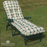 I.V.Swift - Maui Super Deluxe Reclining Sun Bed - Dark Green Frame with Pavia Check Cushion