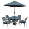 Katie Blake - Balmoral 4 Seat Square Dining Set - FREE PARASOL & BASE - Grey Rattan (Grey Cushions)