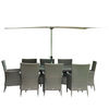 Katie Blake - Kensington 8 Seat Rectangular Dining Set - FREE PARASOL & BASE - Bronze Rattan (Cappuccino Cushions)