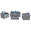 Katie Blake - Sandringham 2 Seat Sofa Set - Grey Rattan (Grey Cushions)