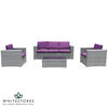 Katie Blake - Sandringham 3 Seat Sofa Set - Grey Rattan (Plum Cushions)