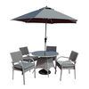 Katie Blake - Sandringham 4 Seat Round Dining Set - FREE PARASOL & BASE - Grey Rattan (Grey Cushions)