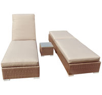 Katie Blake - Sandringham Sun Lounger Set with Side Table - Bronze Rattan (Cappuccino Cushions)