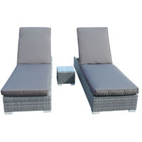 Katie Blake - Sandringham Sun Lounger Set with Side Table - Grey Rattan (Grey Cushions)