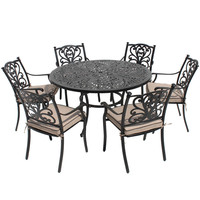 Leisure Grow - Devon Cast Aluminium 135cm Round 6 Seat Dining Set