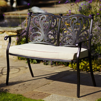 Leisure Grow - Devon Cast Aluminium Bench with Cushion