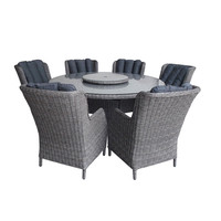 Leisure Grow - Saigon Heritage Weave 90 x 180cm 6 Seat Dining Set with Highback Armchairs - Grey Ash
