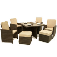 Maze Rattan - 4 Seat Cube Set Without Footstools - Brown - FREE COVER