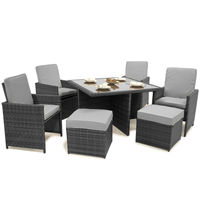 Maze Rattan - 4 Seat Cube Set Without Footstools - Grey - FREE COVER