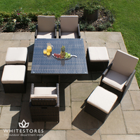 Maze Rattan - 4 Seat Deluxe Cube Set With Footstools - Brown
