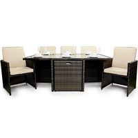 Maze Rattan - 6 Seat Cube Set Without Footstools - Brown - FREE COVER