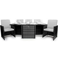 Maze Rattan - 6 Seat Cube Set Without Footstools - Grey - FREE COVER
